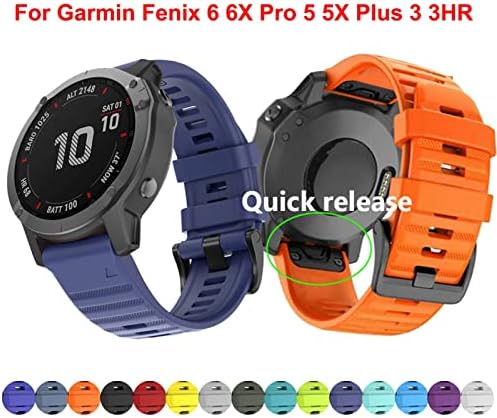 DFAMIN за Garmin Fenix 6S 6 6X Pro 5S 5 5X Plus Силиконов каишка за часовник Easy fit Quick Release 20 22 26 мм за Fenix 3HR Модерен каишка на китката (Цвят: мятно-зелен, размер: 26 мм, Fenix 3 3HR)