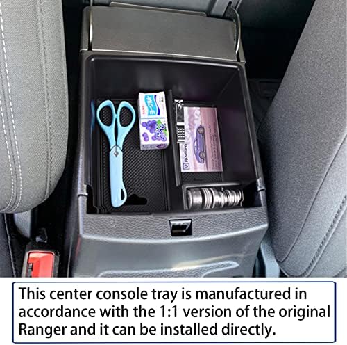 Обновен тава-органайзер за централната конзола RUNROAD, Съвместим с аксесоари на Ford Ranger 2019-2023 XL XLT Lariat, Държач за монети, Допълнителна Кутия за съхранение, Подлакътник, ?