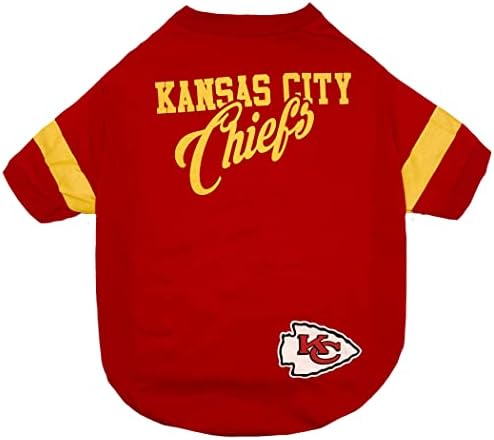 Тениска NFL Kansas City Chiefs за кучета и котки, е на средно ниво. Тениска с футболна куче за феновете на отбора на НФЛ. Нов и обновен