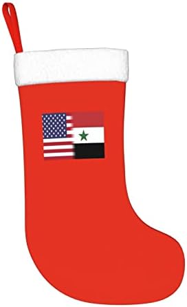 Коледни Чорапи с Флага на сащ и Сирийски Флага TZT, Подаръци за Коледно парти за семейни Празнични украси 18 Инча