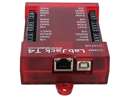 Мултифункционално устройство DAQ T4-USB или Ethernet с 12 аналогови входа и 16 цифрови вводами-констатации, 2 аналогови изходи (10-битова) и няколко цифрови броячи/таймери.