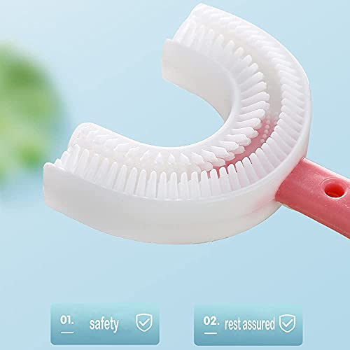 Защитен U-Образна четка за Зъби, Ръчна Технология четка за Зъби, Наставка от хранително-мек силикон, Предназначен за почистване на зъбите на 360 ° за бебета и деца на в