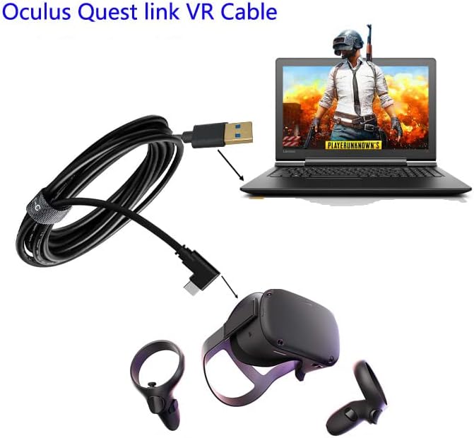 ZahoTse за Oculus Quest Кабел USB3.0 GEN1 USB A-C (без усилвател), Кабел за игри Oculus Quest 2/Quest Steam VR и за зареждане 5