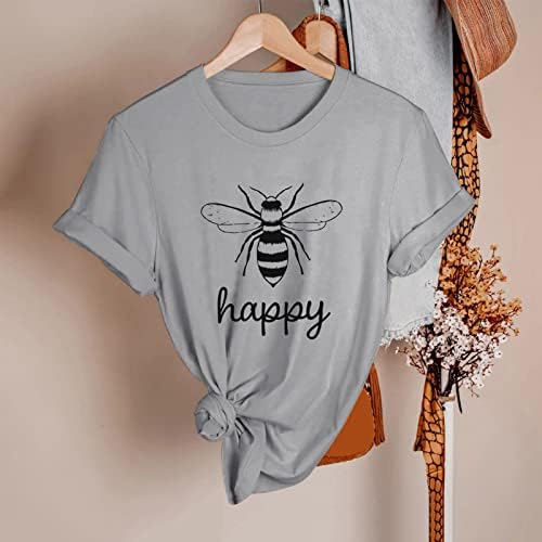Дамска Тениска с Дълъг Ръкав за Пролет Лято Пчелите С Принтом Къс Ръкав O Образно Деколте Топ Дамски Летни Тениски