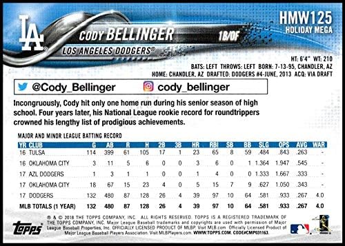 2018 Topps Holiday HMW125 Официалната бейзболна картичка MLB Коуди Беллинджера NM-MT Лос Анджелис Доджърс