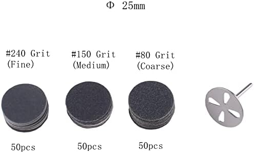 MZCMSL 150 бр. Дискове за шкурка ( 80 150 240 г) и Метални тренировка, 25 мм Педикюрный Шлайфане диск за Премахване на мъртвата