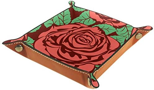 NDKMEHFOJ Червена Роза Офис Бюро Органайзер Кутия За Съхранение на Кожена Притежателя Тава Настолни Канцеларски материали Универсален Комплект от Изкуствена кожа за ?