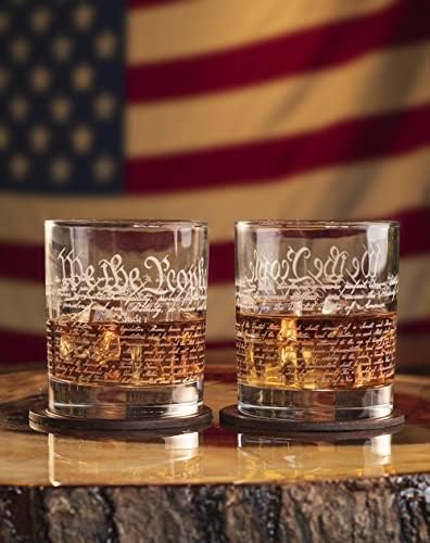 Конституцията на Съединените Щати - Старомодна Чаша за уиски с лед - Патриотичен подарък Ние, народът на Америка, в САЩ - 12 грама