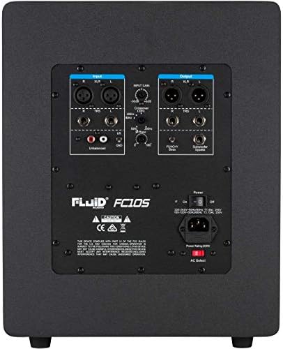 Fluid Audio FC10S: 10-инчов еталонно студиен субуфер с мощност 200 W клас D, 20-200 Hz, автоматично превключване, изкачване GND