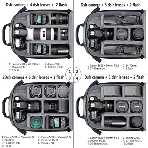 Раница за камера ZJHYXYH с Гъвкава Преграда, Мека чанта, Противоударная поставяне на Защита за огледално-рефлексни беззеркальных камери и обективи (Цвят: сив, размер: 30