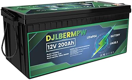 Литиева батерия DJLBERMPW, Батерия LiFePO4 с фосфатом желязо 12 200 ah, Литиева батерия с дълбок цикъл, вградена BMS, подходящи