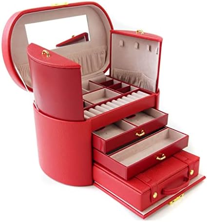 n/a Кутия за съхранение на Сватбена Ковчег за бижута, Кожена с Ключалка Пътна Чанта Огърлица, Пръстен (Цвят: A, Размер: 28,5 * 17