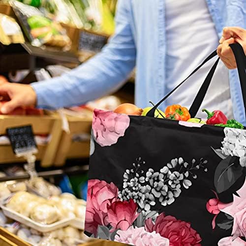 LORVIES Цветни Рози С Акварельным Шарките на Множество Сгъваема Здрава Чанта За пазаруване в Хранителни Магазини - Тежки Голяма