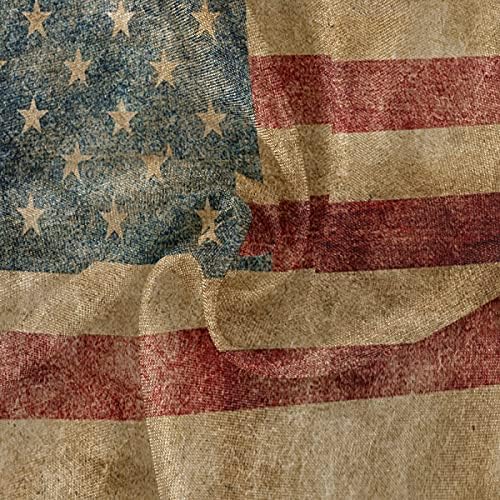Kcldeci Кръгла Покривка Ретро Американски Флаг Моющаяся Полиестерна Покривка Декоративно Покритие на Масата за Сватбеното парти на Обедната Банкет вътрешна и Външна