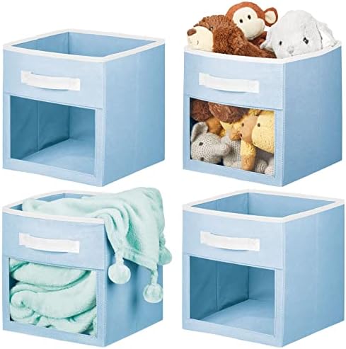 mDesign Текстилен гардероб за детска стая /игри стая, Органайзер за съхранение в гардероба, Wheelie кутия с предната дръжка /Прозорец за стелажи Cube Furniture, за съхранение на и