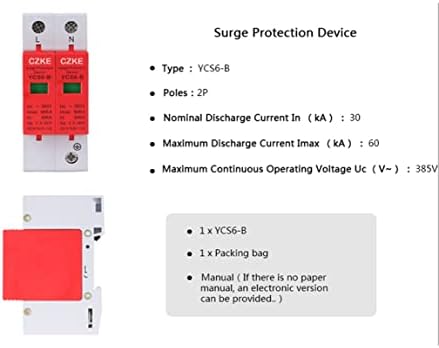 Устройство за защита от пренапрежение LYVI YCS6-B AC SPD 385V 2P Устройство за защита от пренапрежение За дома Защитен низковольтный