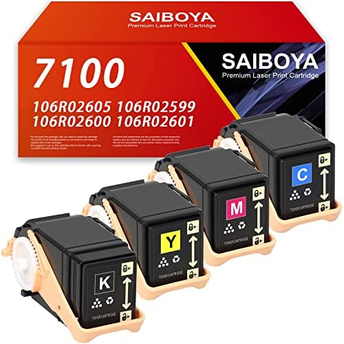 SAIBOYA Рециклирани 4PK касета с тонер Phaser 7100, за смяна на касети с тонер Xerox 106R02605 106R02599 106R02600 106R02601 за Xerox