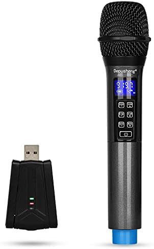 Depusheng USB Безжичен Микрофон с Ехото, Високите честоти, бас, UHF Преносим Ръчен Динамичен Микрофон за Партита, Участия, онлайн обучение,