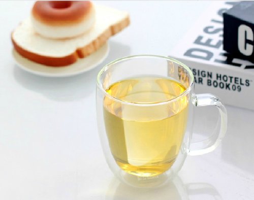 Moyishi С Двойни Стени От Прозрачно Borosilicate топло-устойчиви Стъкла, Чаша за Чай, 350 мл