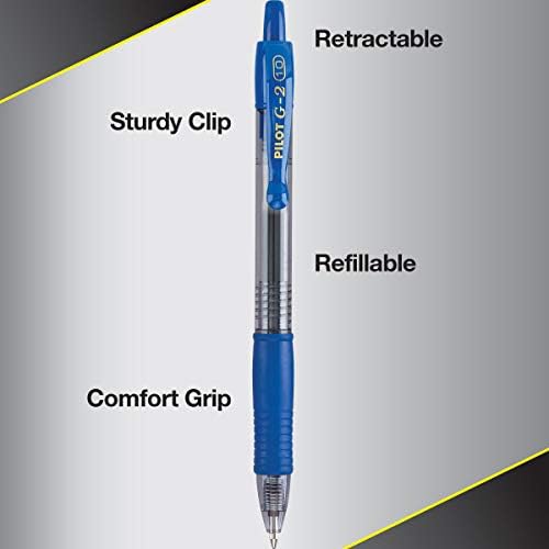 Гел химикалки PILOT G2 Premium Еднократна употреба с разтегателен топки, синьо мастило, 12 броя в опаковка (31257) и Гел химикалки