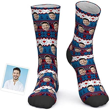 Потребителски Чорапи за лице, Персонални Чорапи със Снимка, Коледни Реколта Червени Смешни Чорапи за Екипажа за Мъже, Жени, Деца, Двойки,