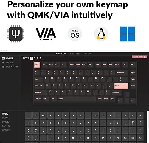 Keychron Q1 RGB Жичен механична клавиатура на поръчка, 75% Подредба QMK/VIA Програмируеми Макро с възможност за гореща замяна