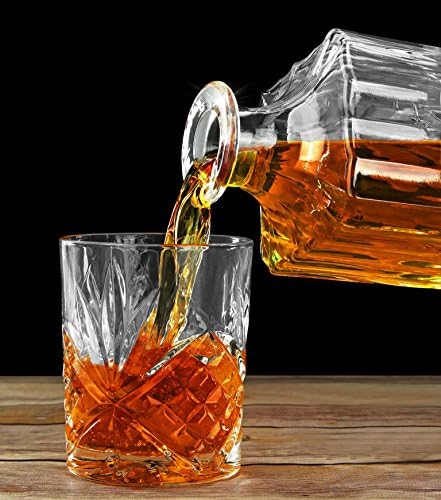 Кристална гарафа James Scott за алкохол, уиски и лепенката - с Капацитет 720 мл (24 грама) | С квадратна тапа|, Опаковани в Красива подарък кутия
