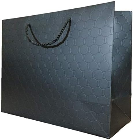 MODEENI Големи Черни Подаръчни торбички с Дръжки за подаръци 13x5x10 Луксозни Бутикови Чанти 12 Опаковки Черна Хартиена