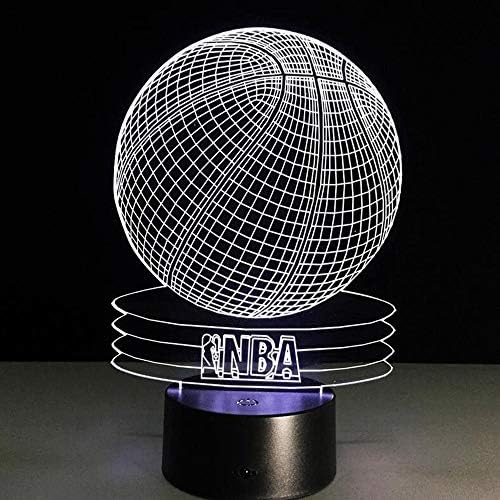 WYKDD Баскетболно 3D Илюзия, Подарък Лампа за Рожден Ден, Коледна Украса, лека нощ, Акрилни Плоска Основа от ABS-пластмаса,