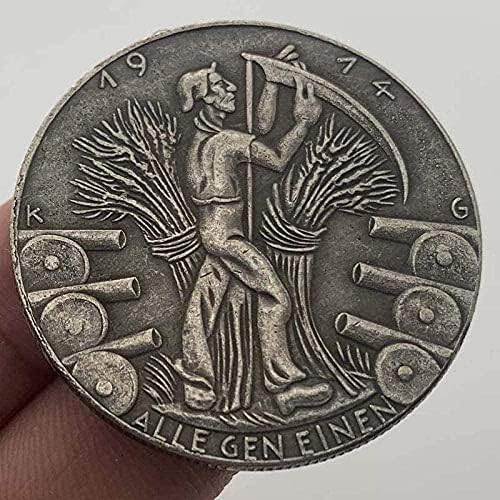 1937 Лутане Монета Латунная Антични Стара Сребърен Медал са подбрани Медна Монета Сребърна Монета 36 мм Айде Копие за Домашния