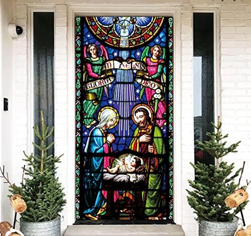 Свето Рождество Коледна рамка за захващане Капак на Сцената на Ясла Религиозен Коледен Врата Банер Фон на Голям Религиозен Коледна
