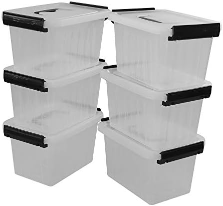 Кутии за съхранение на Bringer от Прозрачна пластмаса с капацитет от 3 Литра и 6 Опаковки, Защелкивающаяся Кутия с Черна дръжка