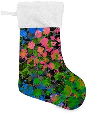 Коледни Чорапи с Абстрактен Художествен Цветя Модел Графити, Бели Плюшени Белезници От Мерсеризованного Кадифе, Семеен Празник,
