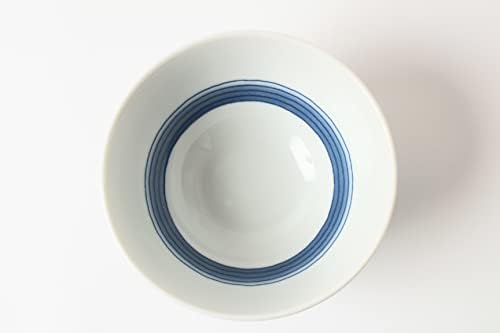 Прибори Mino Японската Керамична Купа за ориз с Пет Кошачьими Мордочками Бяло и синьо на цвят произведено в Япония (внос от Япония) GBC001