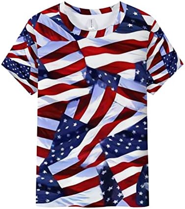 Женска тениска с американския флаг на 4 юли, Графични Тениски в Звездната Ивица на САЩ, Летни Ежедневни Патриотични Блузи С Къс ръкав
