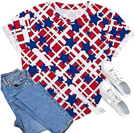 MIASHUI Тениска от Ликра С Принтом на Американското Дамски Летни Ризи Без Ръкави, с кръгло деколте, Блузи с Дълги Ръкави за