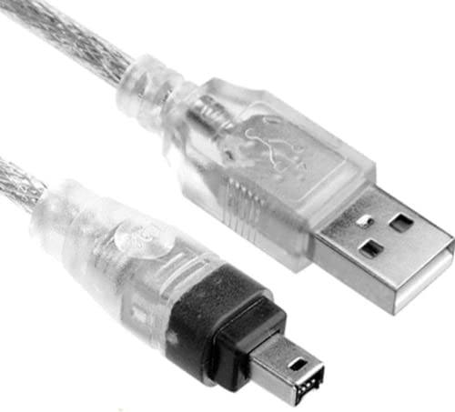 Конектор USB 2.0 към IEEE 1394 4Pin конектор iLink Firewire DV кабел 5FT е съвместим с Sony DV & D8. (Моля, прочетете внимателно