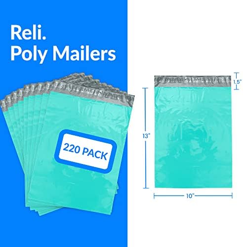 Reli. (220 бр.) Найлонови пощенски пакети размер 10x13 инча, Тюркоазени | Пакети за дрехи | Найлонови торбички с размерите на