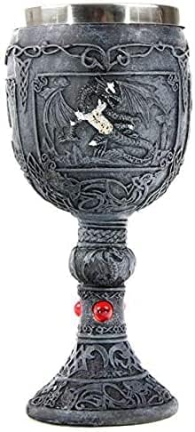 Подаръчен комплект Средновековен Декоративен Чаша за вино с Дракон, Фантазийный Купа, Потир в стил Оссуария, Корпус от смола,