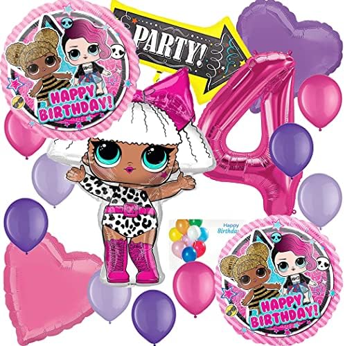 Amscan38446 Лицензионни Аксесоари за парти по случай рожден Ден, Декорация, Тематичен комплект балони за кукли LOL Diva Supris