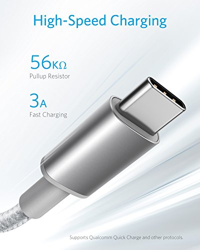 Кабел USB Type C, Anker [2 опаковки по 6 метра], Висококачествен Найлонов USB кабел-C-USB-A за бързо зареждане Type C, за Samsung Galaxy