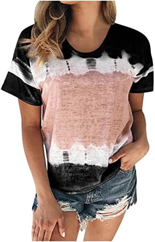 Тениска Дамска Лятна Есенна Дрехи с Къс Ръкав, Памучен Тениска с Кръгло Деколте и Графичен Дизайн за Момичета 58