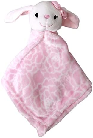 DIMITAR G РАЗРАБОТВА Персонализиран Плюшевое Защитно одеяло Бебе Lovey с името за Бебета, малки деца и Новородени (Розово лък-заек с