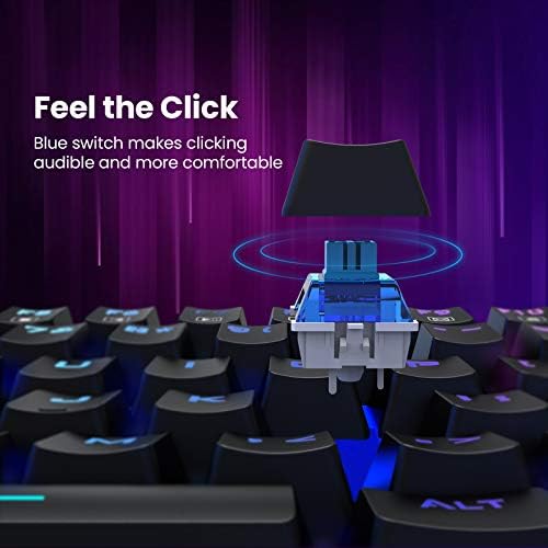 Ръчна Детска клавиатура RGB, 104 клавиша, Проводна USB-клавиатура с 20 режима на осветление, синьо, ключове, защита от ghosting