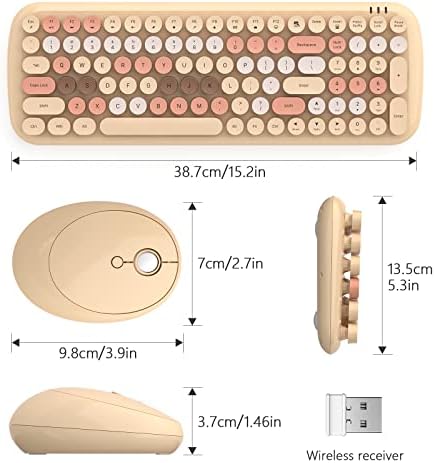 Комбинирана Безжична Клавиатура и мишка KNOWSQT, определени за пишеща машина Milk Tea 100 Комбинации с кръгла капачка, 2.4ghz, USB-приемник,