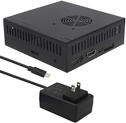 Корпус eleUniverse Orange Pi 5 с охлаждащ вентилатор и радиатори и комплект за хранене USB Type-C 5V 4A Поддържа инсталирането