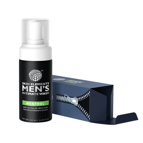 Препарат за мъже Skin Elements с ментол (4,05 течни унции) | Пенящееся Средство за интимните зони, балансирана по рН | Предотвратява сърбеж, дразнене, неприятна миризма
