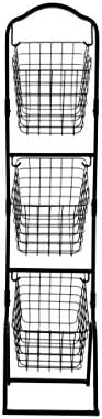 Багажник за изложбата на стоки FixtureDisplays® с Трехъярусной метална кошница за магазини, офиси, домашна употреба Черен 16787-2TIER-ЧЕРНО-NPF-SL