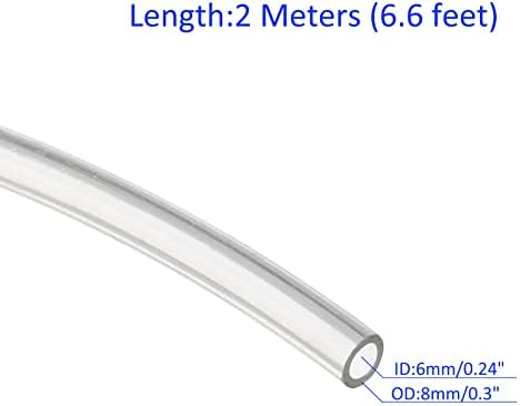 Пневматична тръба M METERXITY - Маркуч от полиуретан за въздушен компресор се Прилага за изпомпване на вода (6 мм ID x 8 mm O.D., с дължина 6,6 фута, прозрачен)