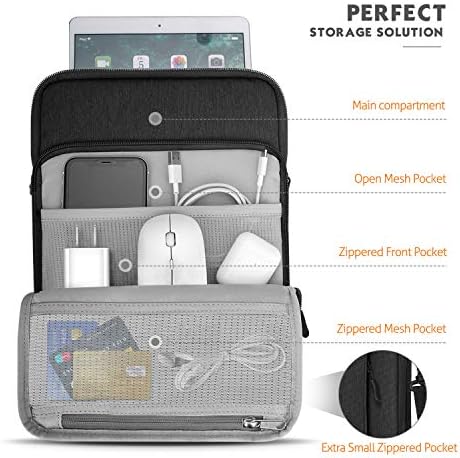 Чанта за таблет MoKo 9-11 инча, калъф за носене с джобове за съхранение, подходящ за iPad air 5 10,9 2022, iPad Pro 11 M2